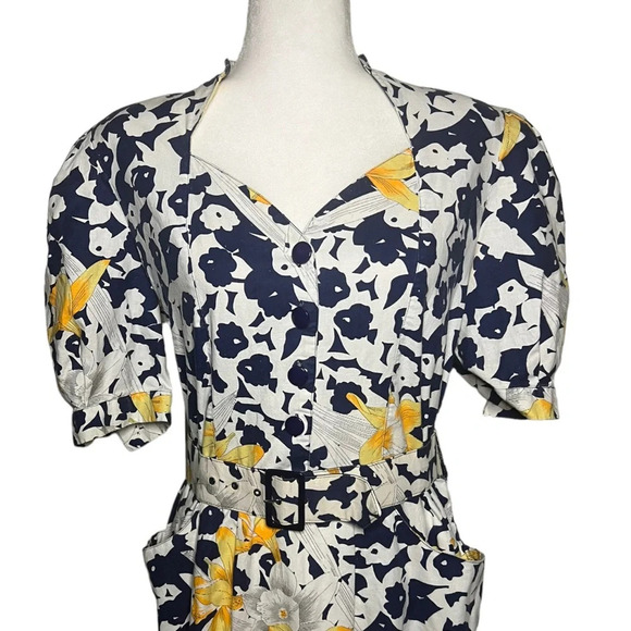 Vintage 80’s Tropical Cotton Dress 11/12 - Picture 5 of 6